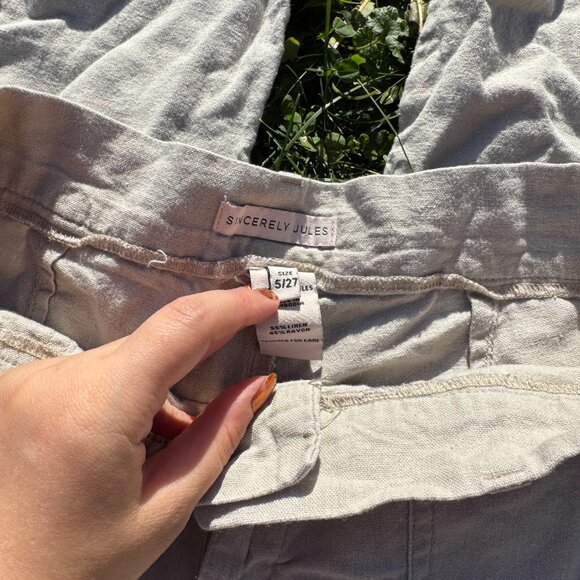 Sincerely Jules cream linen cargo pants - Picture 3 of 3